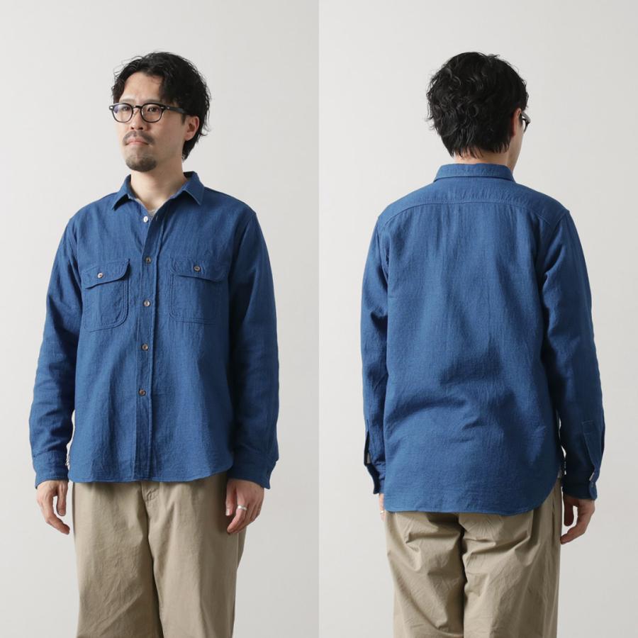 FOB FACTORY（FOBファクトリー） F3507 インディゴ ガーゼ ワークシャツ / メンズ 長袖 吸水 速乾 日本製 ID GAUZE WORK SHIRT | FOB FACTORY | 12