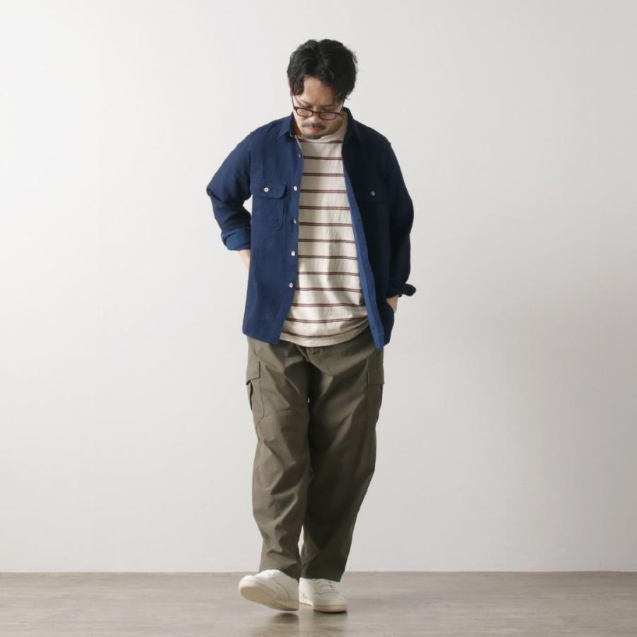 FOB FACTORY（FOBファクトリー） F3507 インディゴ ガーゼ ワークシャツ / メンズ 長袖 吸水 速乾 日本製 ID GAUZE WORK SHIRT | FOB FACTORY | 13