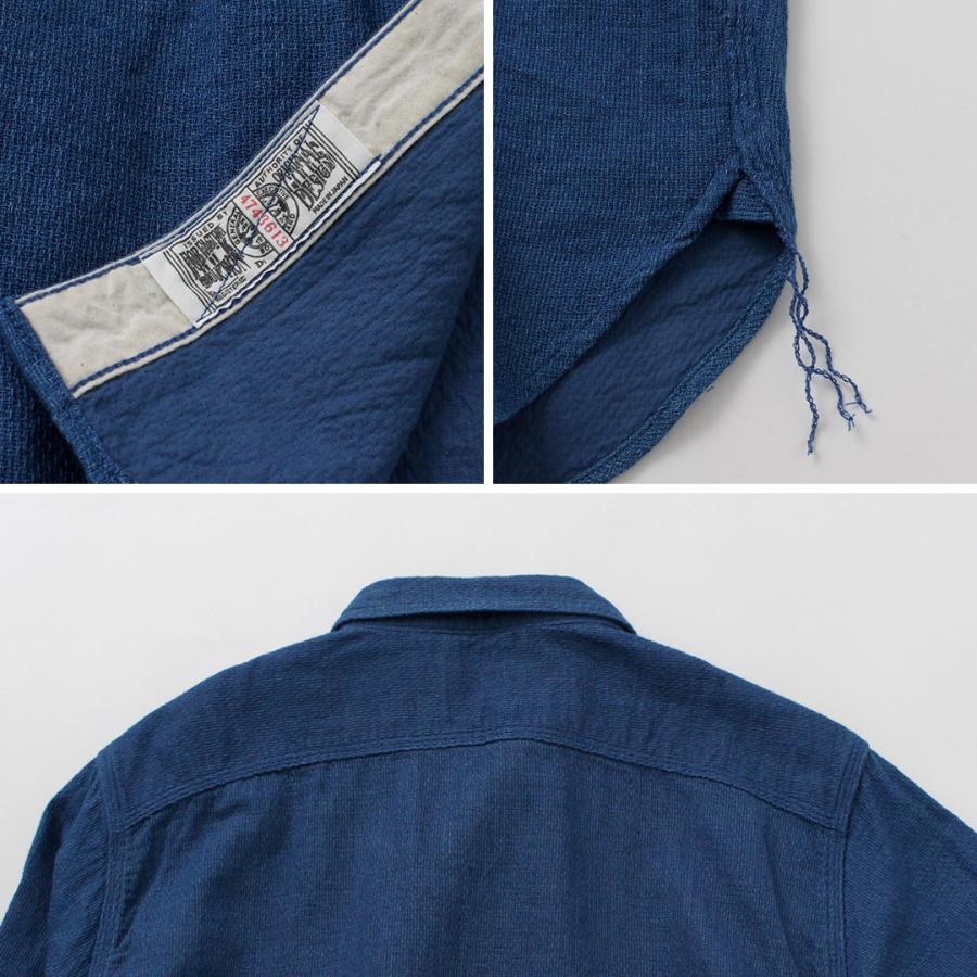 FOB FACTORY（FOBファクトリー） F3507 インディゴ ガーゼ ワークシャツ / メンズ 長袖 吸水 速乾 日本製 ID GAUZE WORK SHIRT | FOB FACTORY | 16