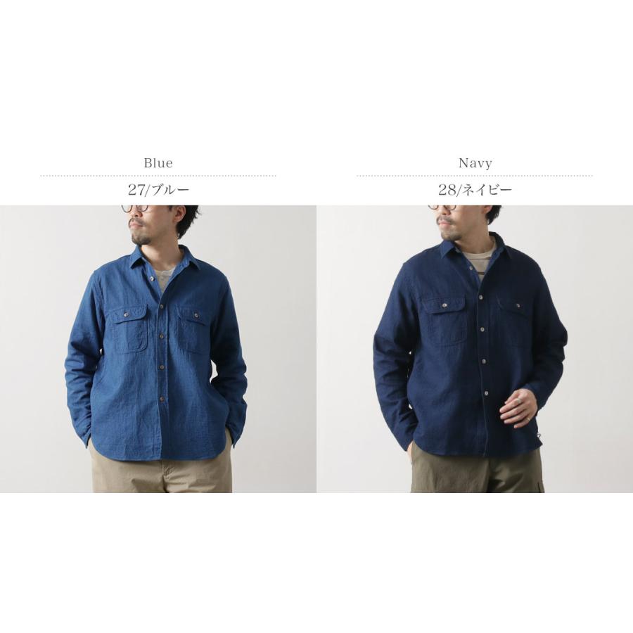 FOB FACTORY（FOBファクトリー） F3507 インディゴ ガーゼ ワークシャツ / メンズ 長袖 吸水 速乾 日本製 ID GAUZE WORK SHIRT | FOB FACTORY | 03