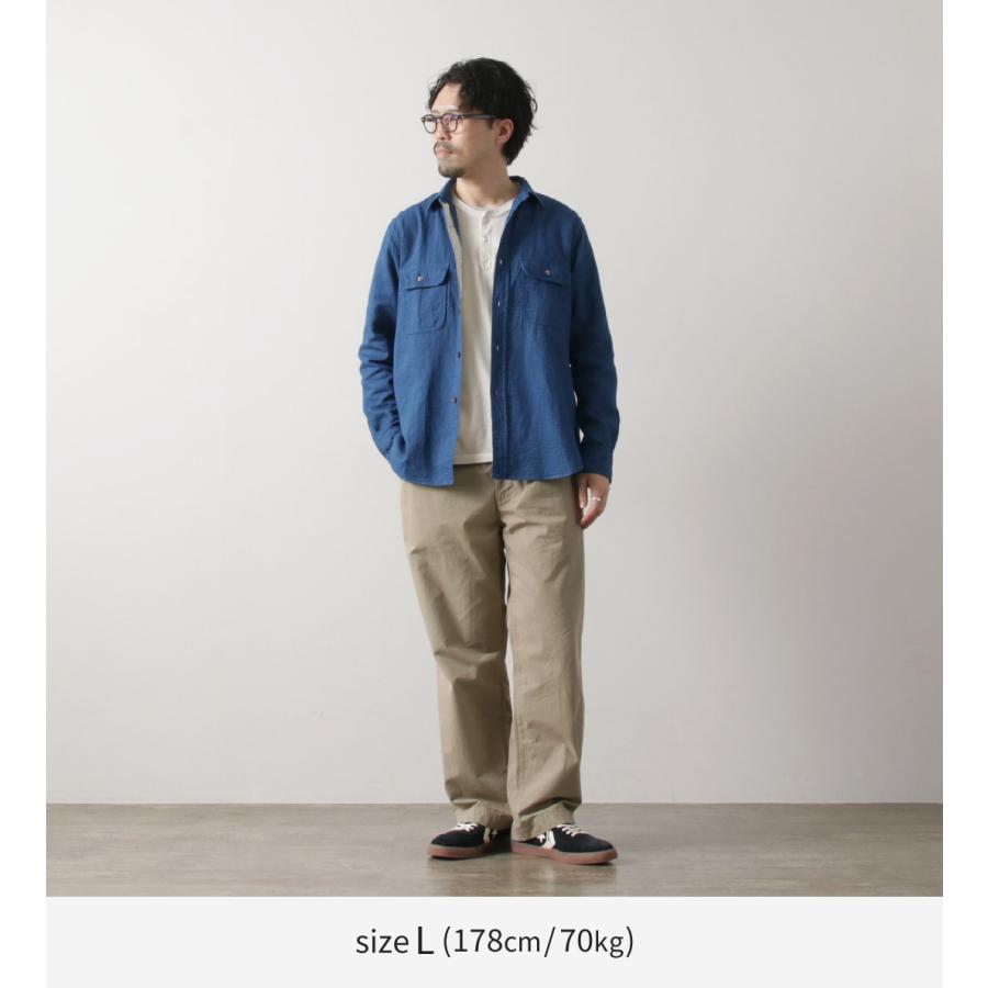 FOB FACTORY（FOBファクトリー） F3507 インディゴ ガーゼ ワークシャツ / メンズ 長袖 吸水 速乾 日本製 ID GAUZE WORK SHIRT | FOB FACTORY | 05