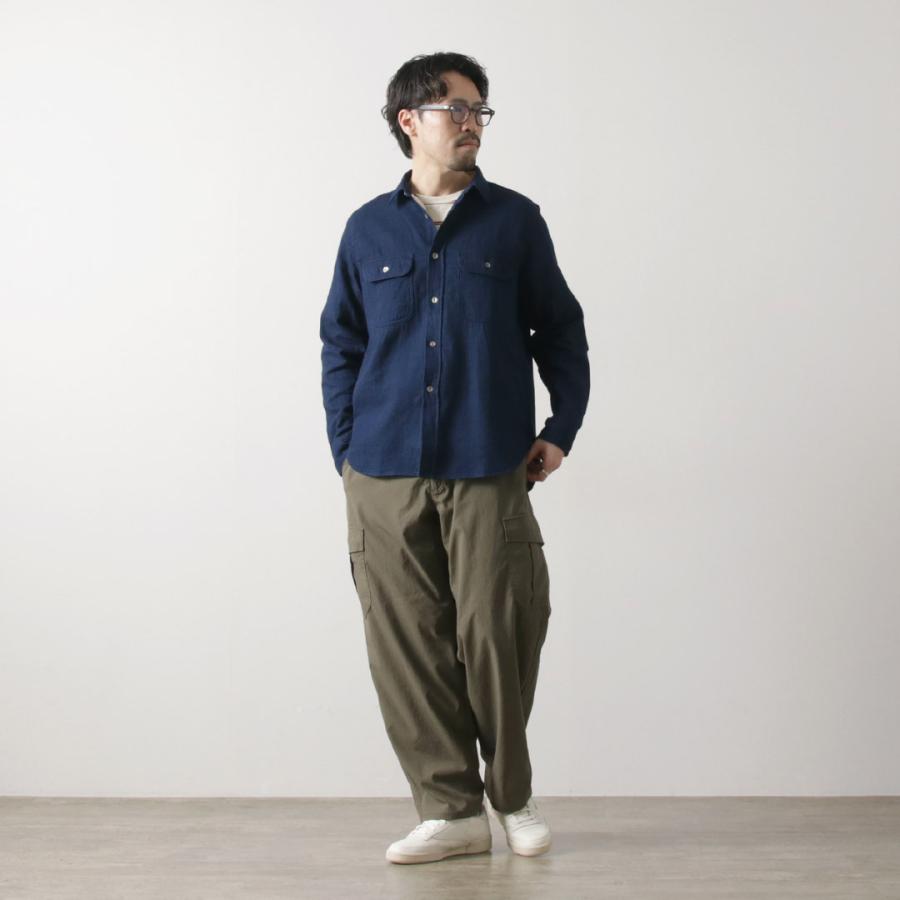FOB FACTORY（FOBファクトリー） F3507 インディゴ ガーゼ ワークシャツ / メンズ 長袖 吸水 速乾 日本製 ID GAUZE WORK SHIRT | FOB FACTORY | 06