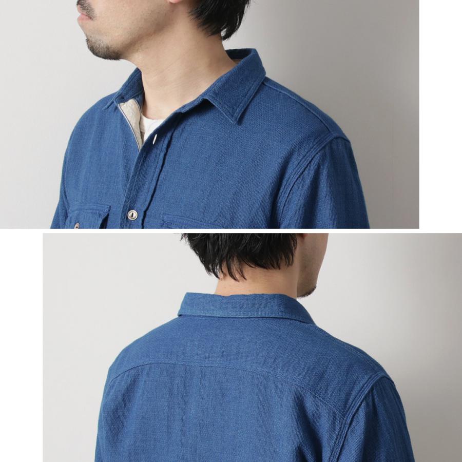 FOB FACTORY（FOBファクトリー） F3507 インディゴ ガーゼ ワークシャツ / メンズ 長袖 吸水 速乾 日本製 ID GAUZE WORK SHIRT | FOB FACTORY | 09