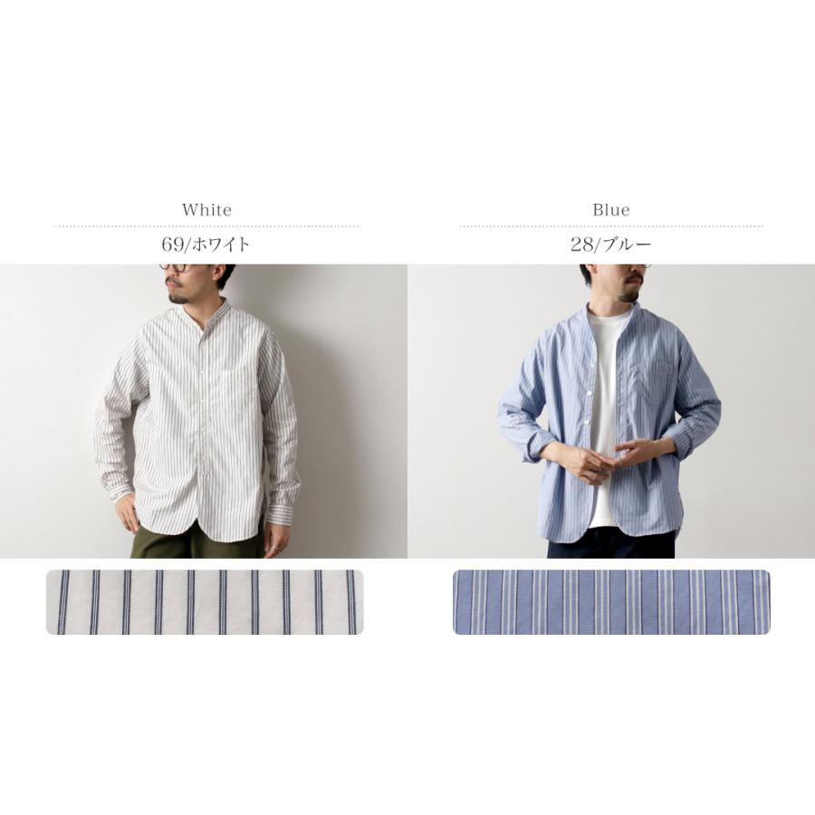 FOB FACTORY（F.O.Bファクトリー） F3509 バンドカラーシャツ / 長袖 ストライプ トップス メンズ 柄 綿 スーピマコットン | FOB FACTORY | 03