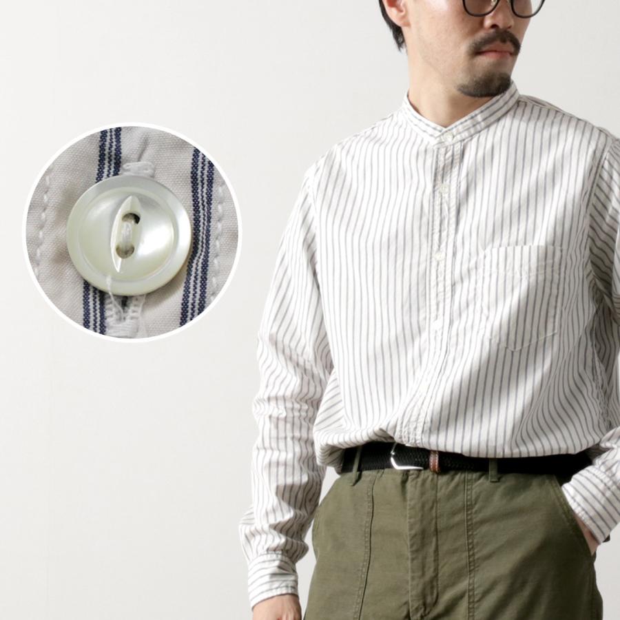 FOB FACTORY（F.O.Bファクトリー） F3509 バンドカラーシャツ / 長袖 ストライプ トップス メンズ 柄 綿 スーピマコットン | FOB FACTORY | 10