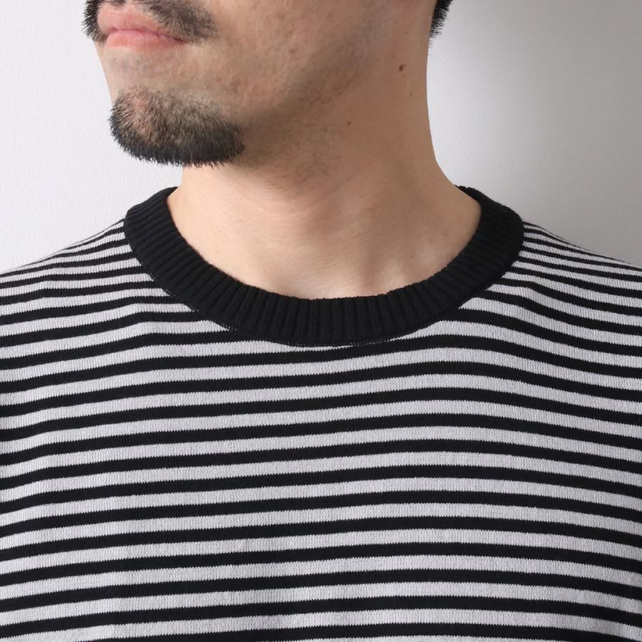 MOONCASTLE（ムーンキャッスル） アイスコットン ボーダー クルーネック ニットTシャツ / 半袖 メンズ サマーニット 日本製 無地 | MOONCASTLE | 10