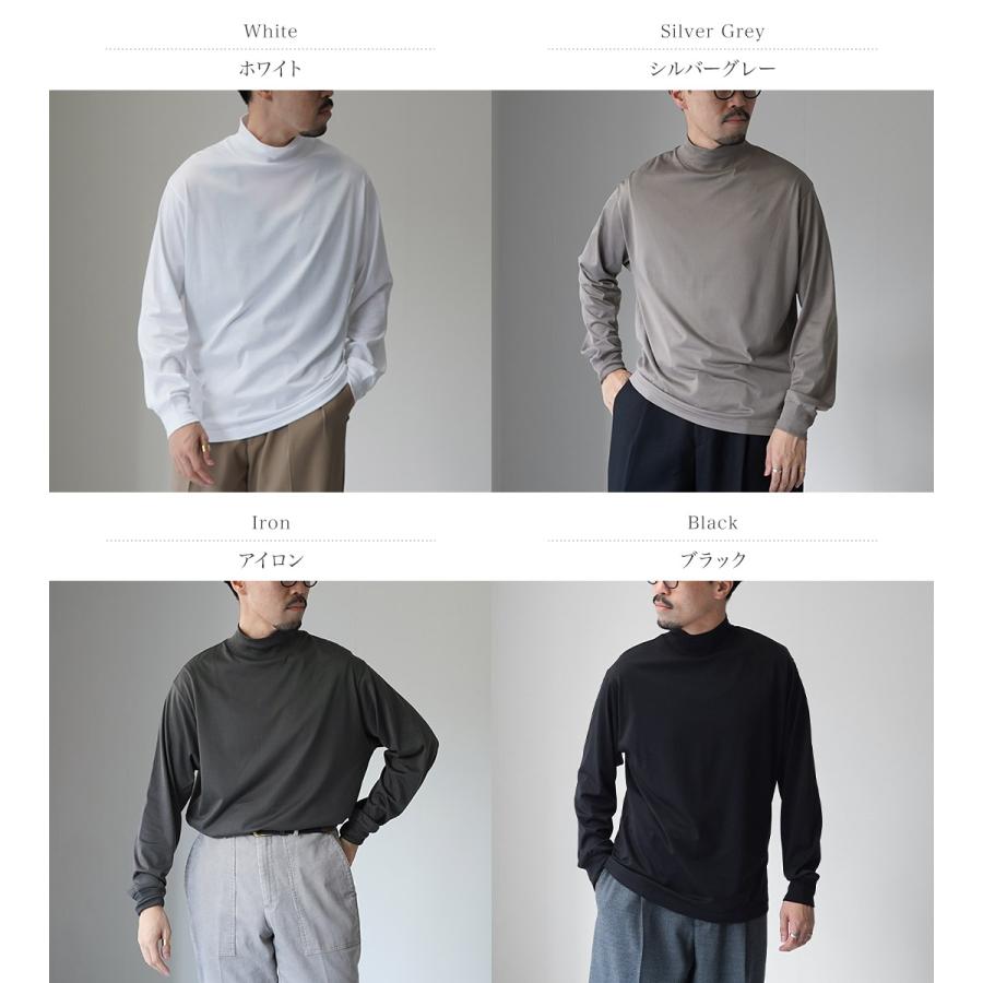 HANDVAERK（ハンドバーク） 60/2 モックネック ロングスリーブTシャツ / メンズ 長袖 ロンT 綿 コットン ハイネック | handvaerk | 05