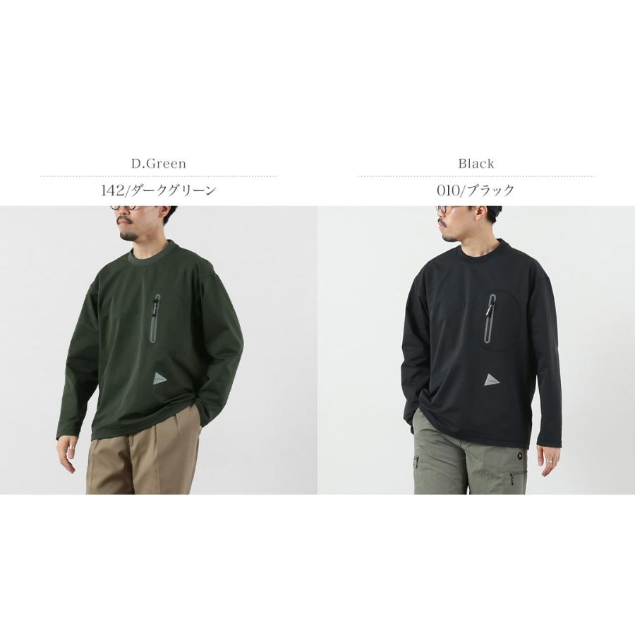 AND WANDER（アンドワンダー） ハイブリッド ウォーム ポケット ロングスリーブTシャツ / メンズ トップス 長袖 ストレッチ 消臭 | and wander | 03