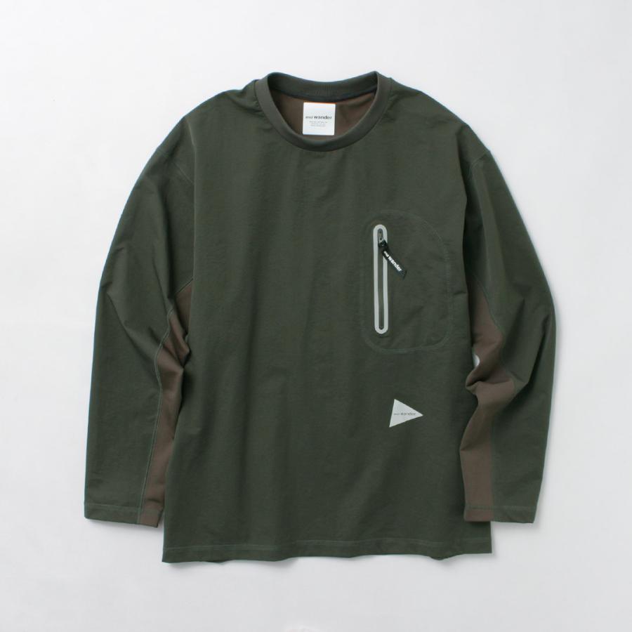 AND WANDER（アンドワンダー） ハイブリッド ウォーム ポケット ロングスリーブTシャツ / メンズ トップス 長袖 ストレッチ 消臭 | and wander | 04
