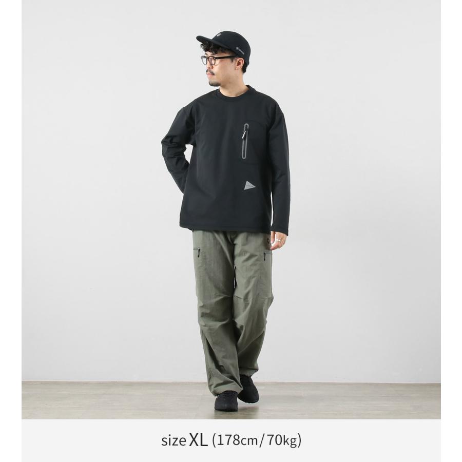 AND WANDER（アンドワンダー） ハイブリッド ウォーム ポケット ロングスリーブTシャツ / メンズ トップス 長袖 ストレッチ 消臭 | and wander | 05