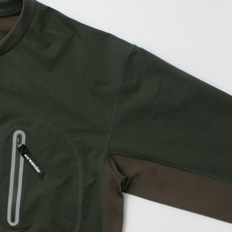 AND WANDER（アンドワンダー） ハイブリッド ウォーム ポケット ロングスリーブTシャツ / メンズ トップス 長袖 ストレッチ 消臭 | and wander | 09