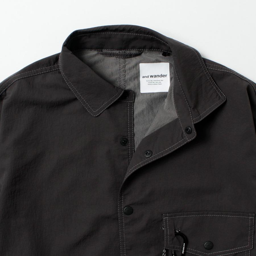 and wander（アンドワンダー） クリンクル ナイロン シャツジャケット
