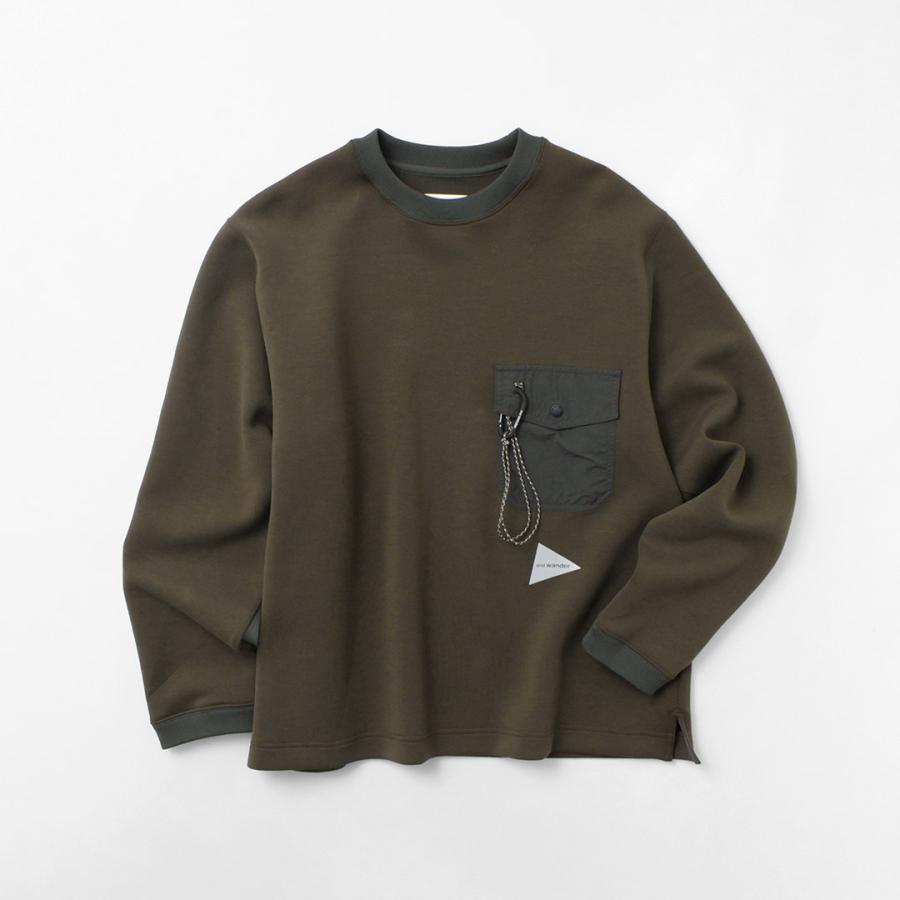AND WANDER（アンドワンダー） エアリーウォーム プルオーバー / メンズ 長袖 Tシャツ ロンT 薄手スウェット ストレッチ | and wander | 05