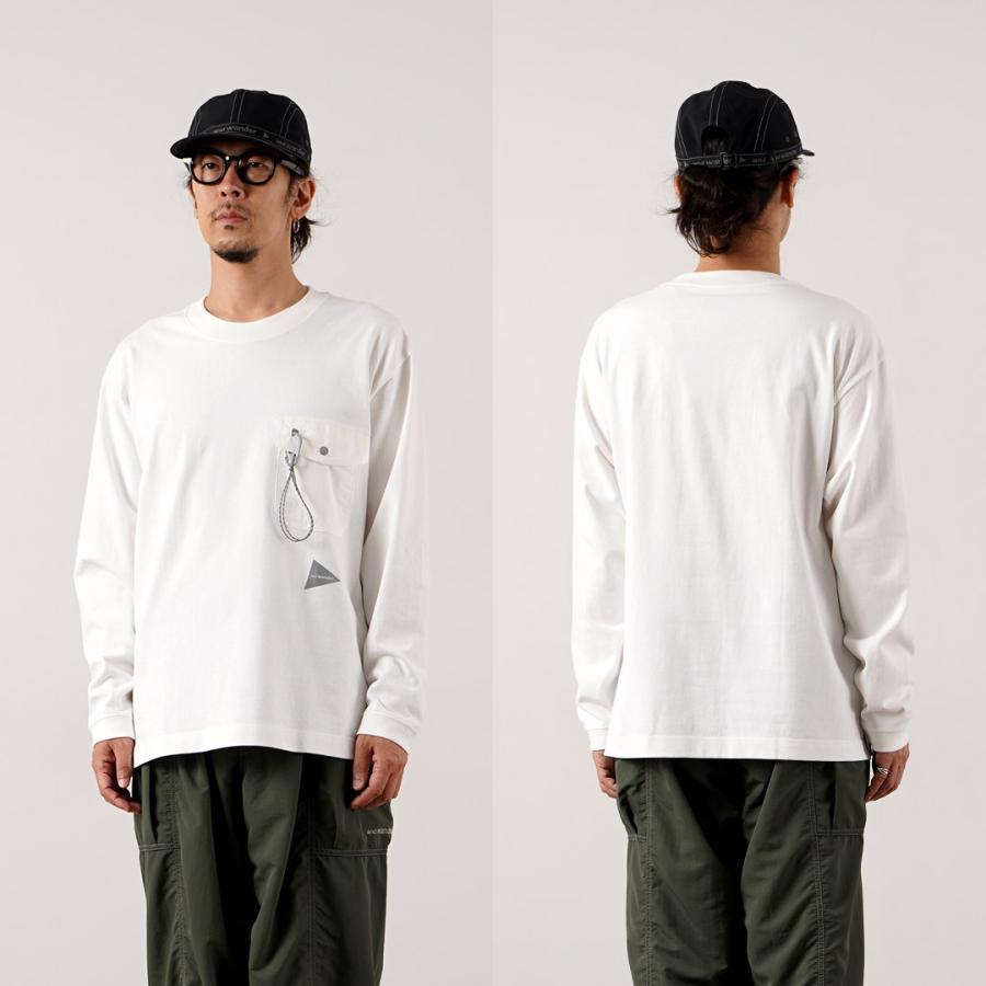 AND WANDER（アンドワンダー） ヘビーコットン ポケット ロングスリーブTシャツ / メンズ ヘビーウェイト 長袖Tシャツ アウトドア | and wander | 15