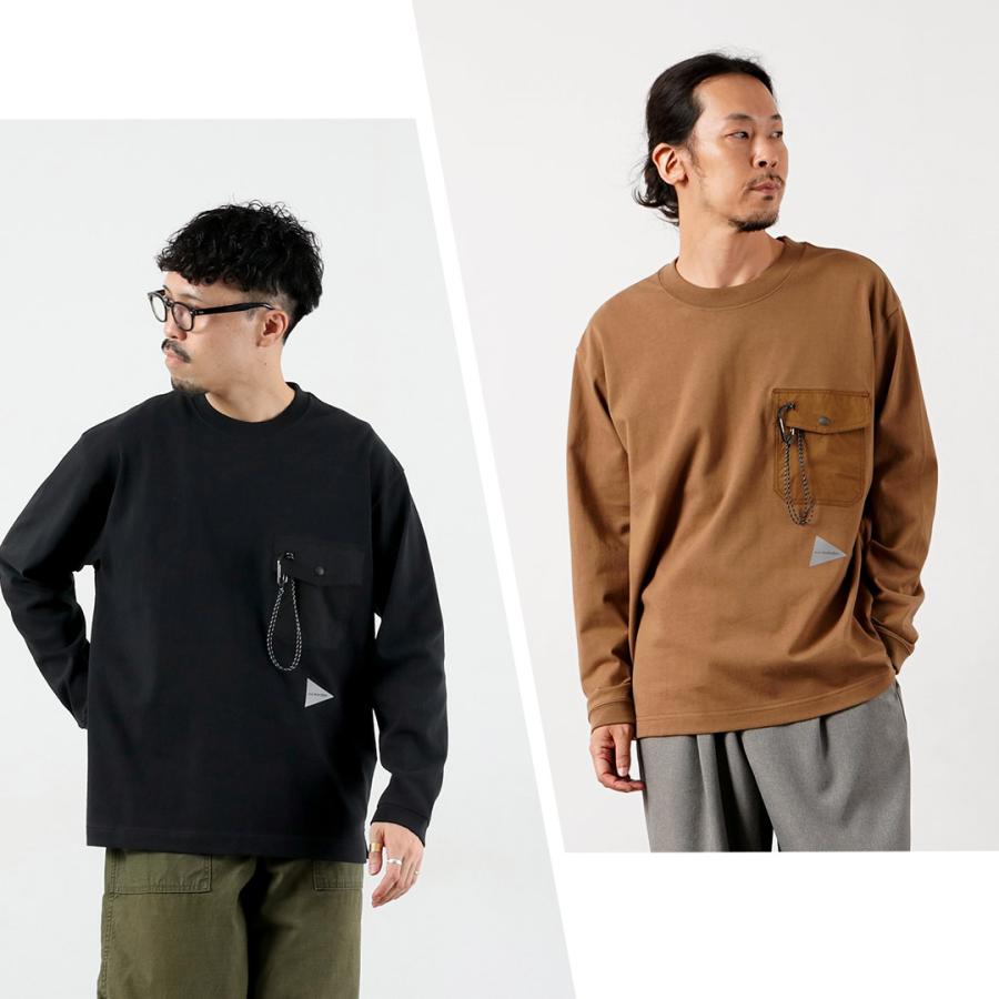 AND WANDER（アンドワンダー） ヘビーコットン ポケット ロングスリーブTシャツ / メンズ ヘビーウェイト 長袖Tシャツ アウトドア | and wander | 16