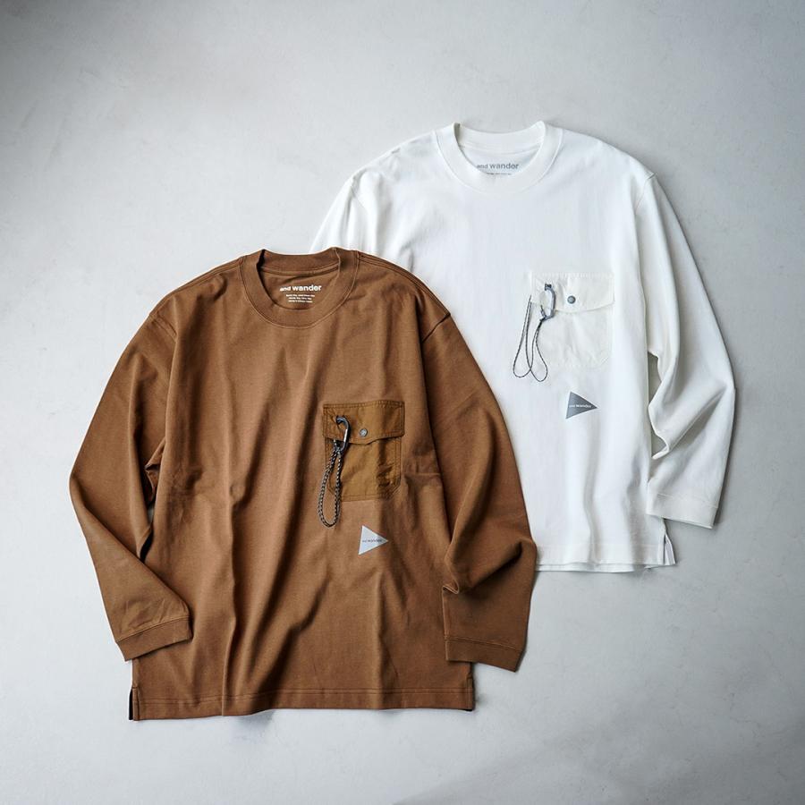 AND WANDER（アンドワンダー） ヘビーコットン ポケット ロングスリーブTシャツ / メンズ ヘビーウェイト 長袖Tシャツ アウトドア | and wander | 05