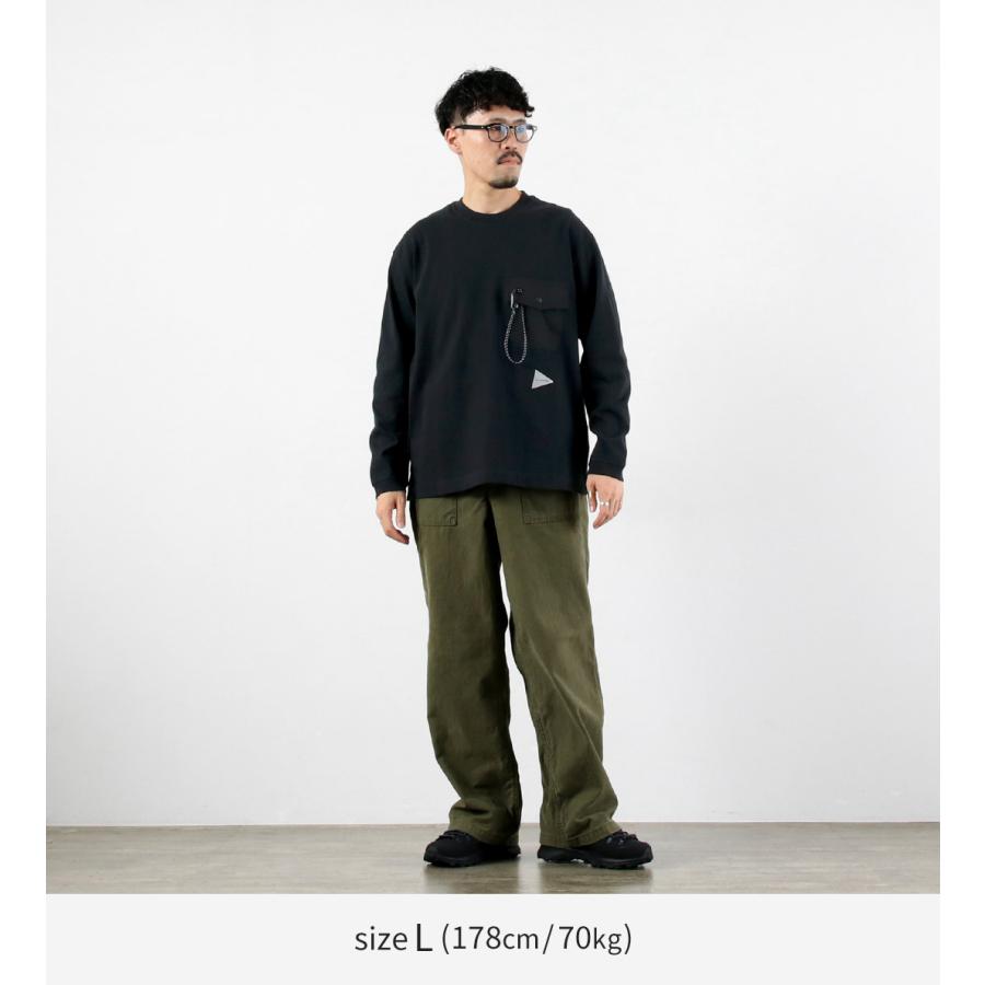 AND WANDER（アンドワンダー） ヘビーコットン ポケット ロングスリーブTシャツ / メンズ ヘビーウェイト 長袖Tシャツ アウトドア | and wander | 06