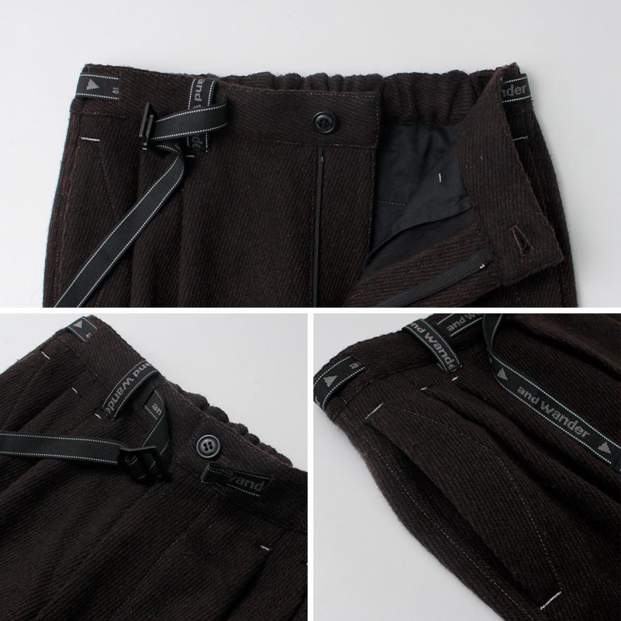AND WANDER（アンドワンダー） リウール ツイード テーパードパンツ / メンズ イージーパンツ REWOOL tweed tapered pants | and wander | 14