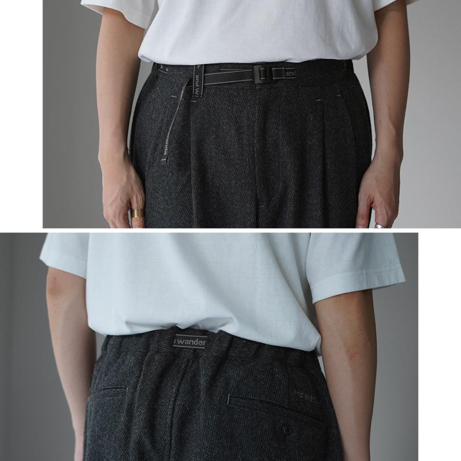 AND WANDER（アンドワンダー） リウール ツイード テーパードパンツ / メンズ イージーパンツ REWOOL tweed tapered pants | and wander | 10