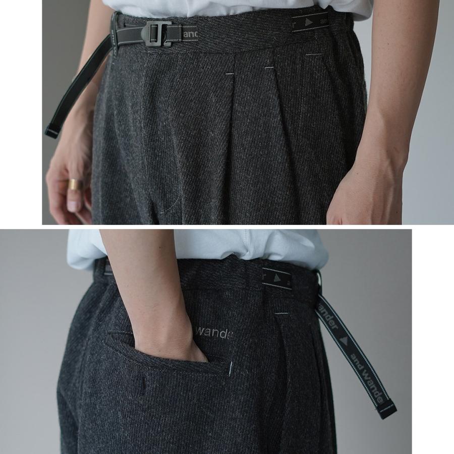 AND WANDER（アンドワンダー） リウール ツイード テーパードパンツ / メンズ イージーパンツ REWOOL tweed tapered pants | and wander | 11