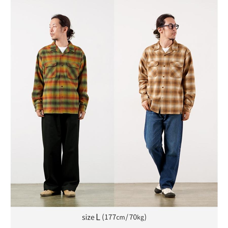 00s PENDLETON ネルシャツ 茶 XL A723 チェック柄 PENDLETON（ペンドルトン） ネルチェック オープンカラーシャツ