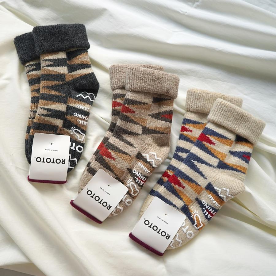 ROTOTO（ロトト） メリノラムウール ルームソックス ネイティブ / 靴下 メンズ レディース 柄 ギフト 日本製 R1546 | ROTOTO | 15