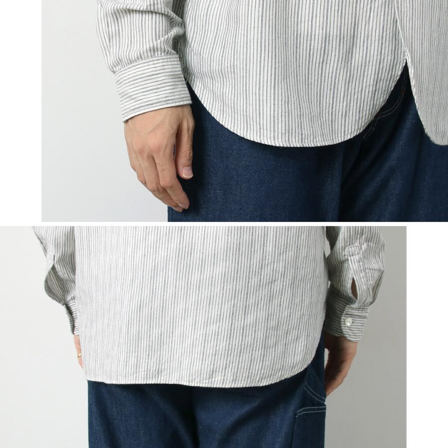 FOB FACTORY（F.O.Bファクトリー） F3511 バンドカラーシャツ / 長袖 スタンドカラー ストライプ トップス メンズ 柄シャツ 日本製 | FOB FACTORY | 12