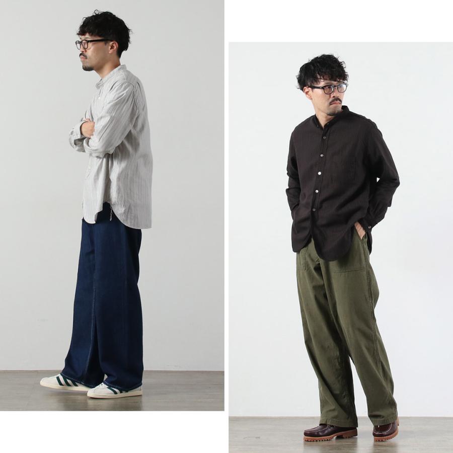 FOB FACTORY（F.O.Bファクトリー） F3511 バンドカラーシャツ / 長袖 スタンドカラー ストライプ トップス メンズ 柄シャツ 日本製 | FOB FACTORY | 14