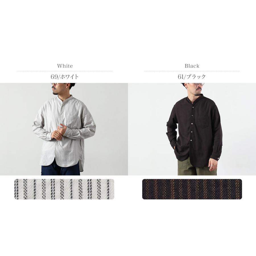 FOB FACTORY（F.O.Bファクトリー） F3511 バンドカラーシャツ / 長袖 スタンドカラー ストライプ トップス メンズ 柄シャツ 日本製 | FOB FACTORY | 03