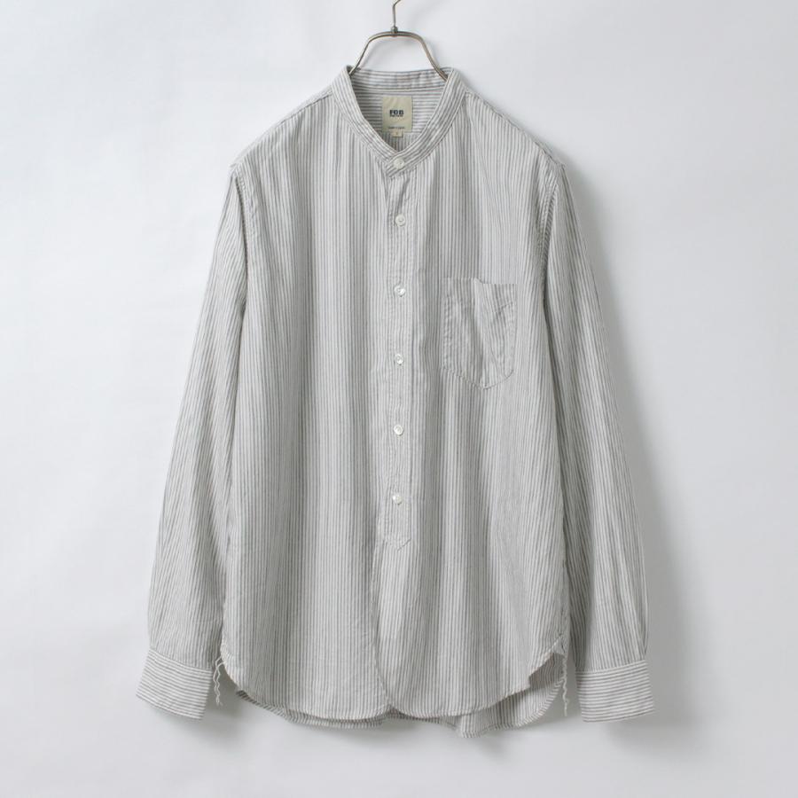FOB FACTORY（F.O.Bファクトリー） F3511 バンドカラーシャツ / 長袖 スタンドカラー ストライプ トップス メンズ 柄シャツ 日本製 | FOB FACTORY | 04
