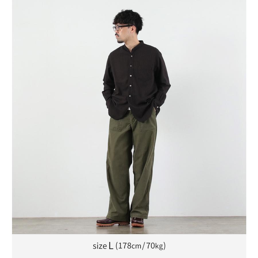 FOB FACTORY（F.O.Bファクトリー） F3511 バンドカラーシャツ / 長袖 スタンドカラー ストライプ トップス メンズ 柄シャツ 日本製 | FOB FACTORY | 05