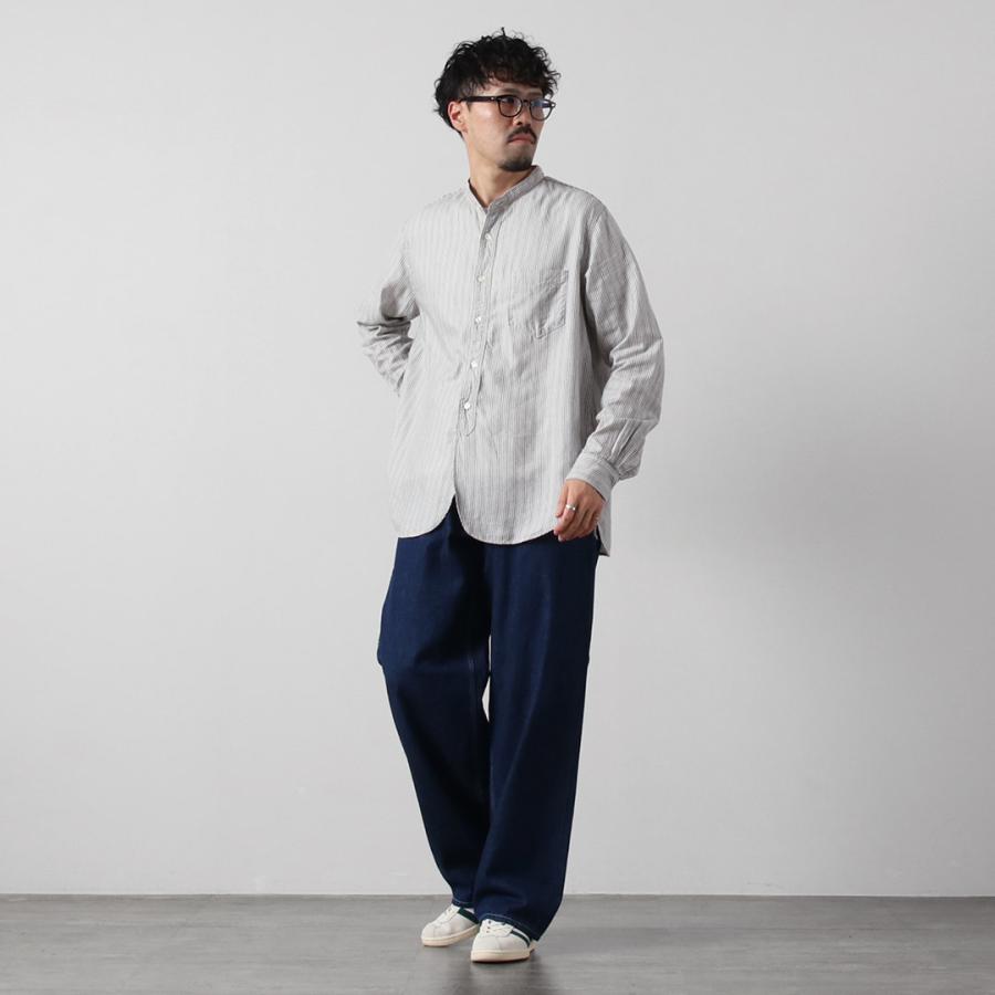 FOB FACTORY（F.O.Bファクトリー） F3511 バンドカラーシャツ / 長袖 スタンドカラー ストライプ トップス メンズ 柄シャツ 日本製 | FOB FACTORY | 06