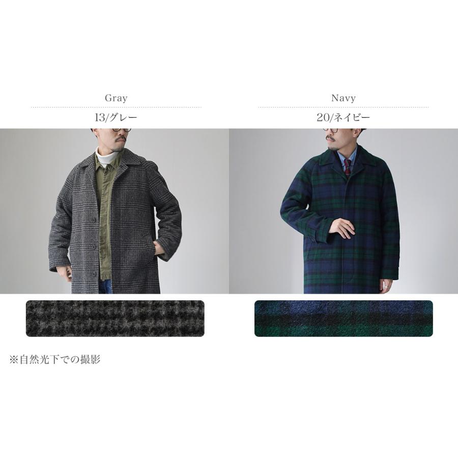 D.C.WHITE（ディーシーホワイト） ペンシルバニア ステンカラーコート / バルマカーンコート メンズ ウール チェック 日本製 | D.C.WHITE | 03