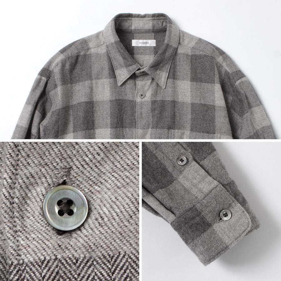 FUJITO（フジト） コットン ヤク ブロックチェック ビッグサイズシャツ / メンズ レギュラーカラー 柄シャツ オーバーサイズ | FUJITO | 15