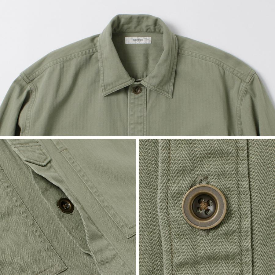 FUJITO（フジト） ヘリンボーンツイル アーミーシャツ / メンズ シャツ 長袖 ミリタリーシャツ 日本製 コットン シャツジャケット ARMY Shirt | FUJITO | 15