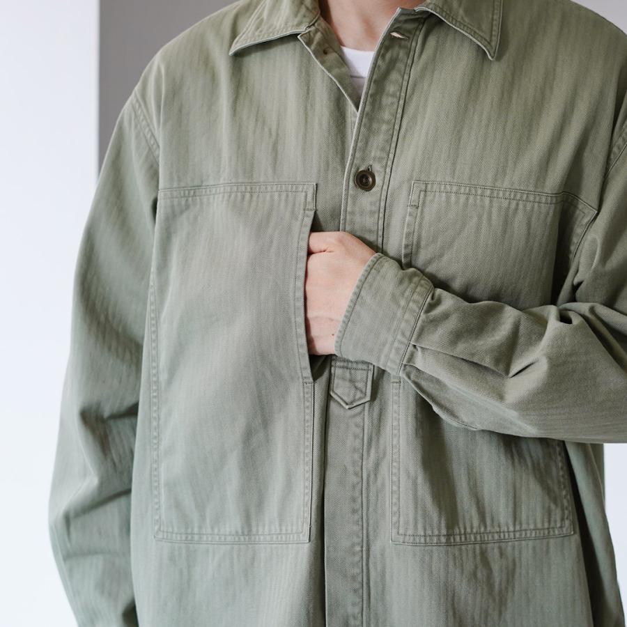 FUJITO（フジト） ヘリンボーンツイル アーミーシャツ / メンズ シャツ 長袖 ミリタリーシャツ 日本製 コットン シャツジャケット ARMY Shirt | FUJITO | 09