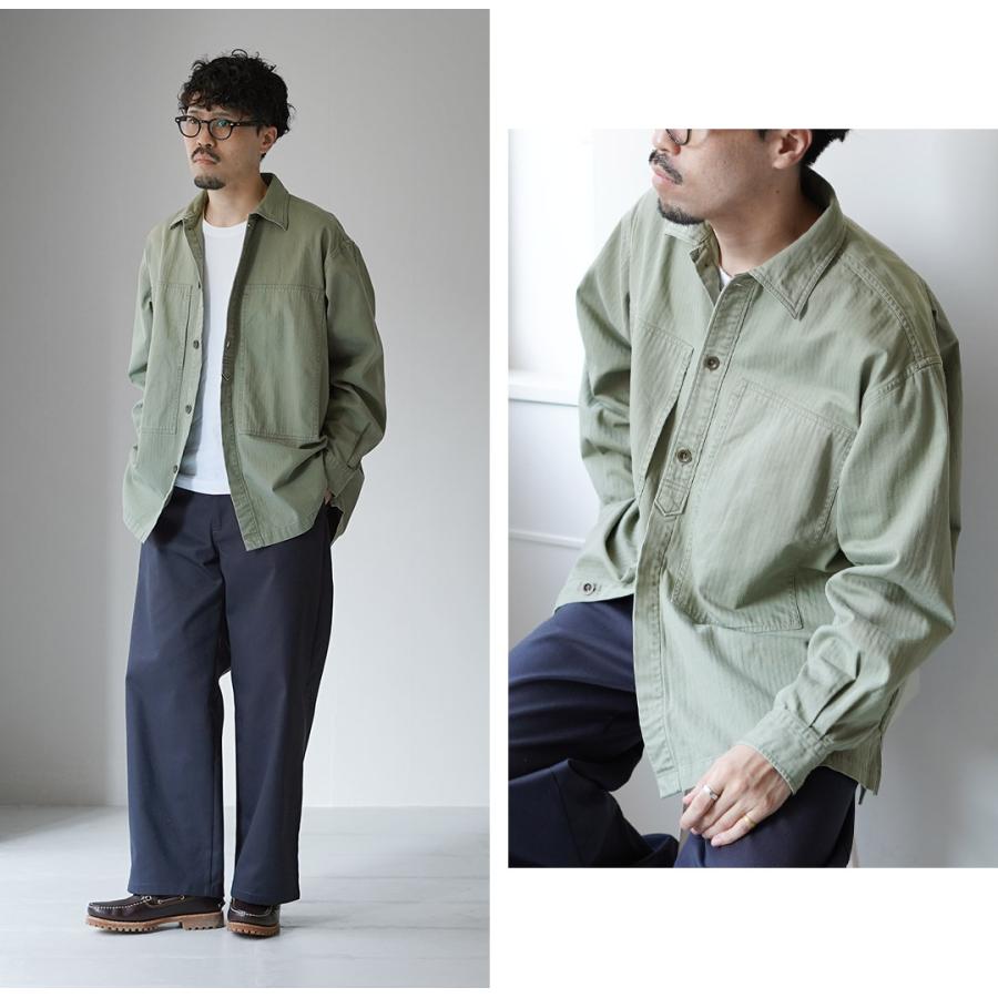 FUJITO（フジト） ヘリンボーンツイル アーミーシャツ / メンズ シャツ