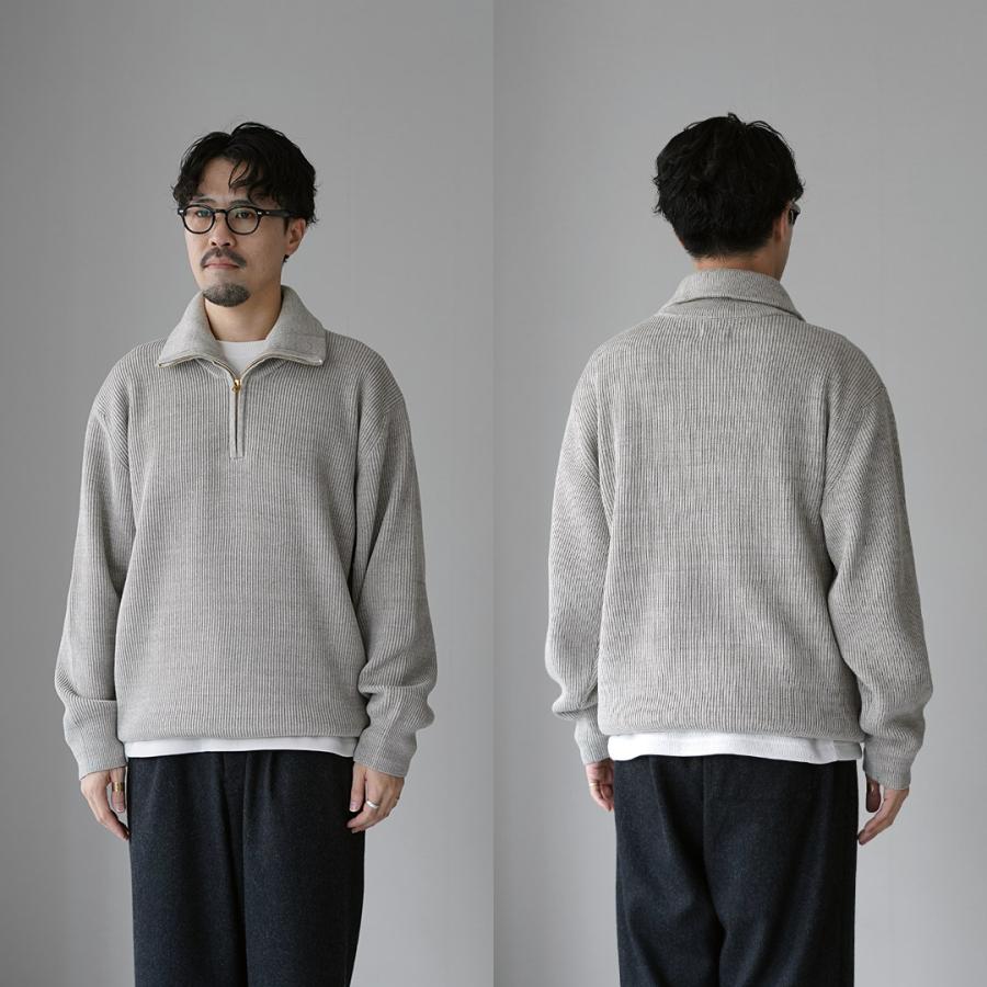UNDYED（アンダイド） あぜ編み ハーフジップニット オーガニックコットン / メンズ 長袖 ハイネック | UNDYED | 14