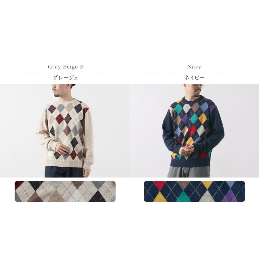 RINASCENTE（リナシェンテ） マルチカラー アーガイルニット / セーター 長袖 柄 クルーネック Multicolor Argyle Sweater | Rinascente | 03