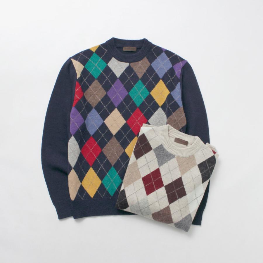 RINASCENTE（リナシェンテ） マルチカラー アーガイルニット / セーター 長袖 柄 クルーネック Multicolor Argyle Sweater | Rinascente | 04