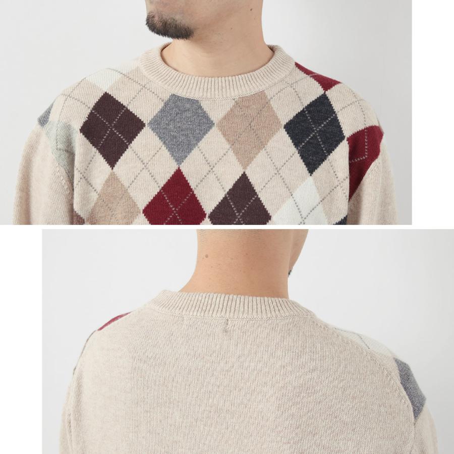 RINASCENTE（リナシェンテ） マルチカラー アーガイルニット / セーター 長袖 柄 クルーネック Multicolor Argyle Sweater | Rinascente | 09