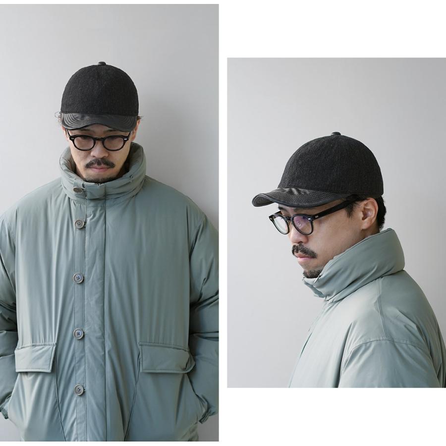 HIGHER（ハイアー） 別注 ミリタリーサージ × レザーブリム キャップ / メンズ キャップ レザー 日本製 | HIGHER（ファッション） | 06