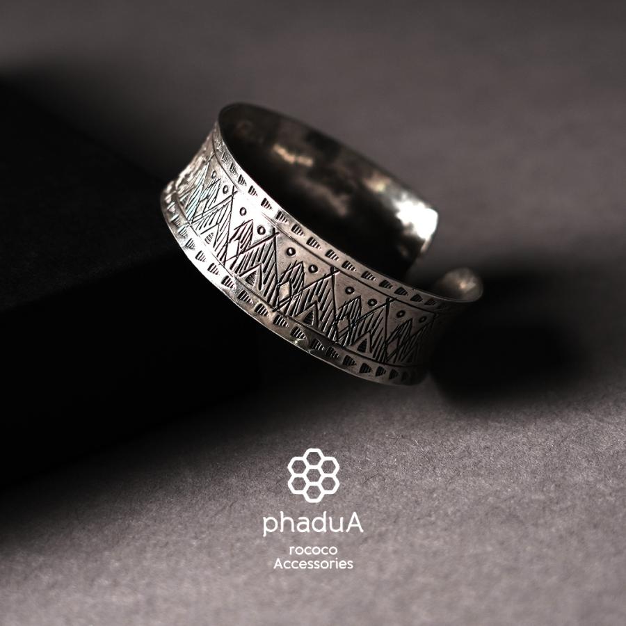phaduA（パ・ドゥア） カレンシルバーバングル マウンテン ワイド / メンズ レディース ブレスレット | ROCOCO