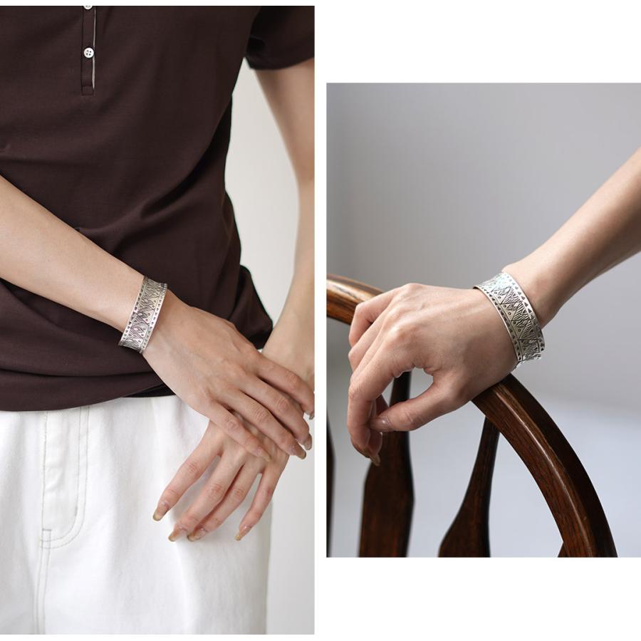 phaduA（パ・ドゥア） カレンシルバーバングル マウンテン ワイド / メンズ レディース ブレスレット | ROCOCO | 09