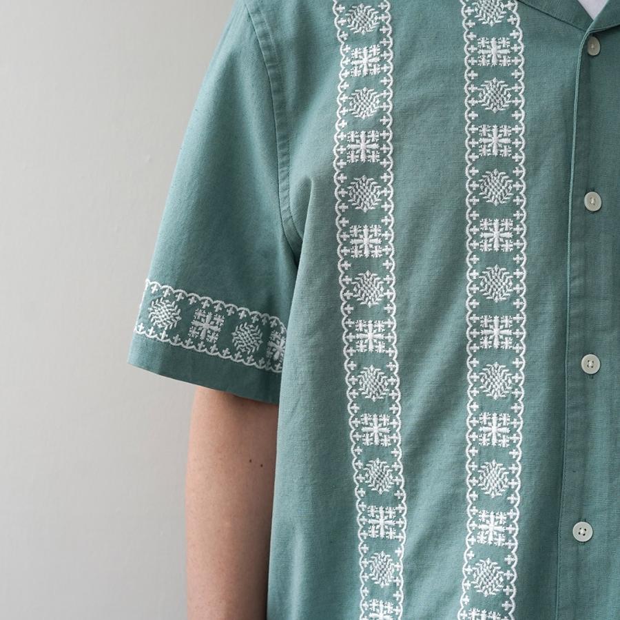 WAX LONDON（ワックスロンドン） ディドコット ショートスリーブシャツ プレースメントボーダー / 半袖 メンズ 麻 | WAX LONDON | 10