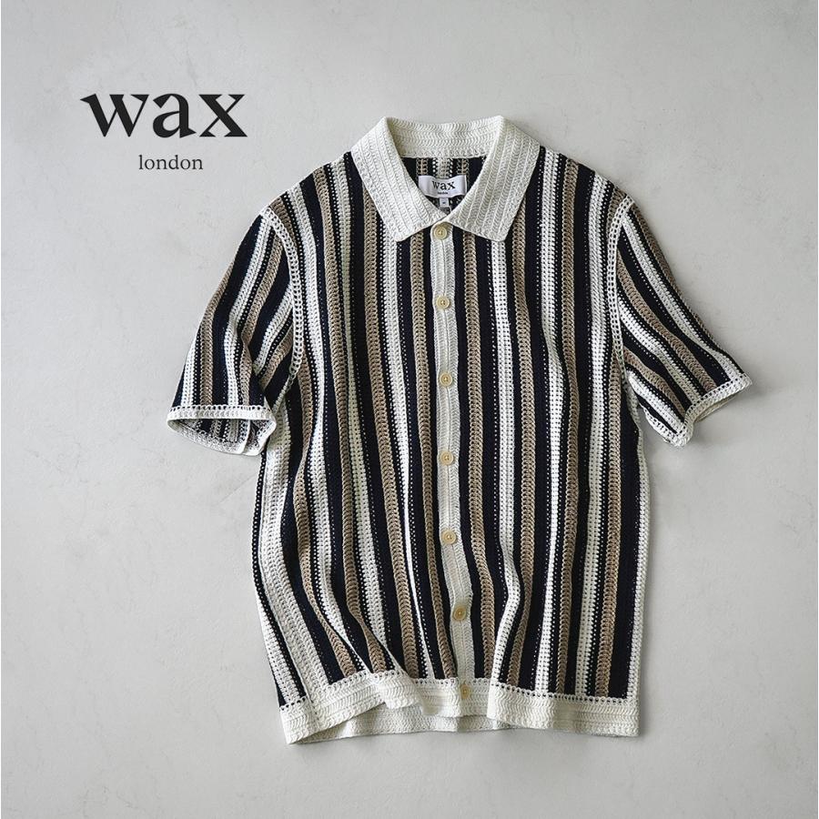 WAX LONDON（ワックスロンドン） ポルト ポロシャツ ストライプ クロシェ / メンズ サマーニット | WAX LONDON