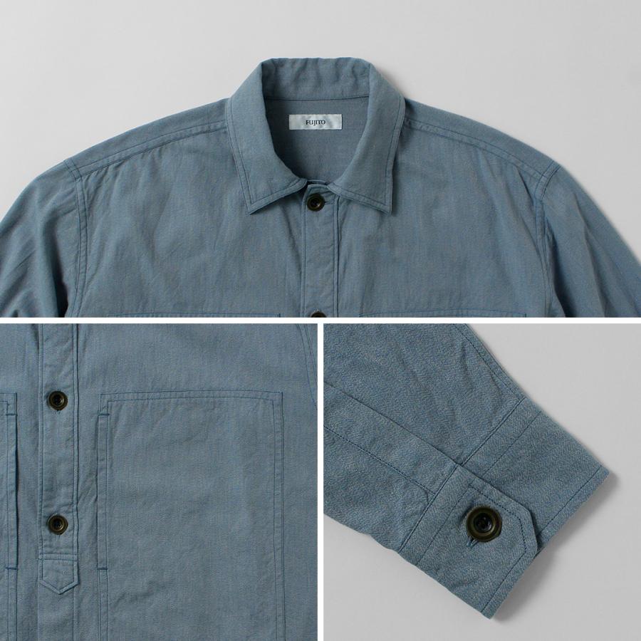 FUJITO（フジト） アーミーシャツ 撚り杢セルビッチシャンブレー / メンズ シャツ 長袖 ミリタリーシャツ 日本製 コットン | FUJITO | 16