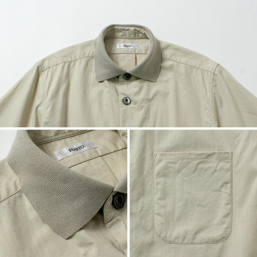 FUJITO（フジト） リブカラー シャツ リップストップ / メンズ シャツ 半袖 ミリタリーシャツ 日本製 Rib Collar Shirt | FUJITO | 16