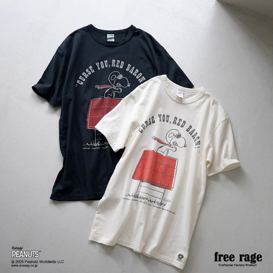 【予約販売：2月下旬発送予定】FREE RAGE（フリーレイジ） PEANUTS×free rage レッドバロン プリント リサイクルコットン ショートスリーブTシャツ / 半袖 | free rage | 05