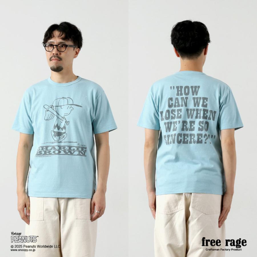 【予約販売：2月下旬発送予定】FREE RAGE（フリーレイジ） PEANUTS×free rage チャーリー・ブラウン プリント リサイクルコットン ショートスリーブTシャツ | free rage | 19